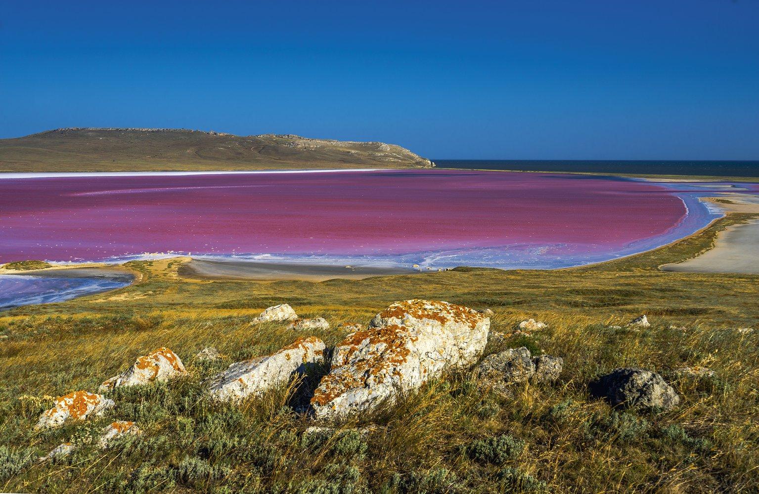 Как выглядит Розовое озеро в Крыму