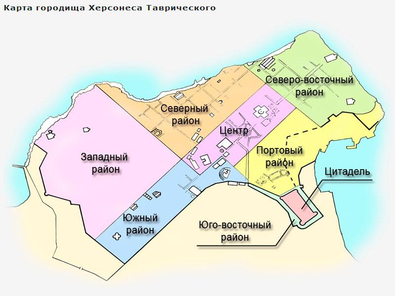 Схематическая карта заповедника Херсонес Таврический в Крыму
